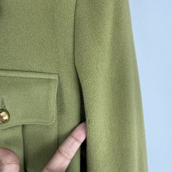 Vintage Olive Green Wool Blend Cropped Jacket Women’s Sz 8 Gold Button Military - Picture 6 of 16